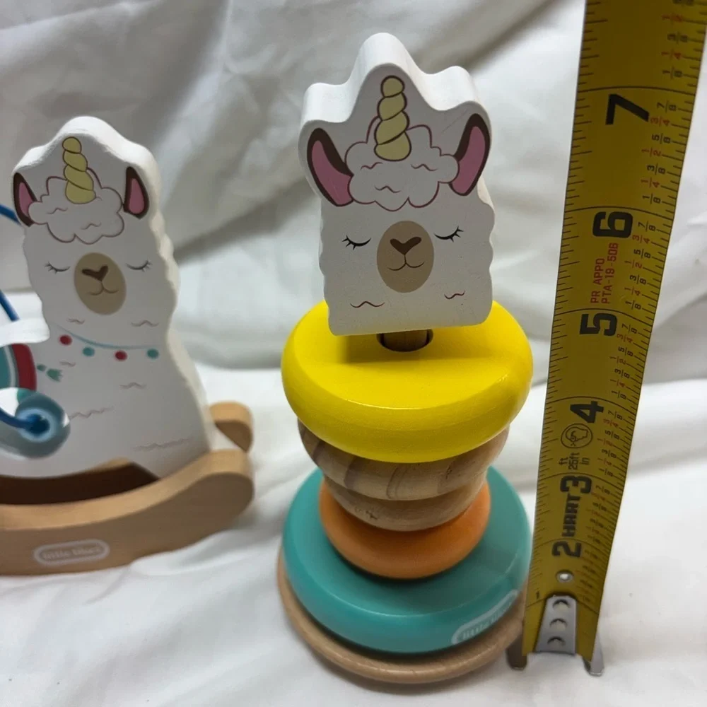 Little Tikes Wooden Critters Llama corn shape Stacking Toy Set & Busy beads